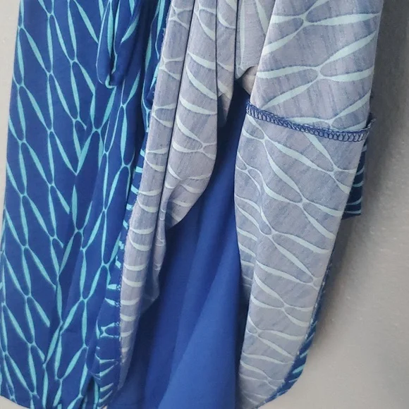 41 Hawthorn Small Blue and Aqua Faux Wrap Dress - Picture 5 of 11